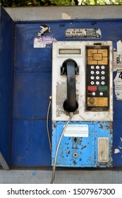 Abandoned Payphone Booths. Purwokerto / Indonesia - 13 September 2019