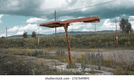 Abandoned Petrol Station Nature Field