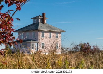 Abandoned Pink House near Plum Island and Newburyport Massachusetts is a beloved local landmark
 - Shutterstock ID 2226802193