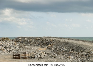 Abandoned Port Construction Site On Coast Of Colombo, Sri Lanka