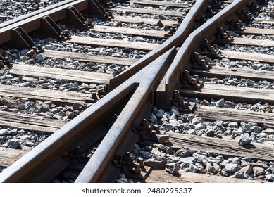 Abandoned railway tracks with switches of an old metallurgical plant in Germany - Powered by Shutterstock