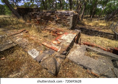 Abandoned Ruins From Australian Gold Rush Era Lay Hidden In The Bushland Of Central Victoria.