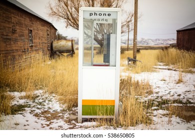 Abandoned, Run Down Phone Booth In Ghost Town - Sun Valley, Idaho.