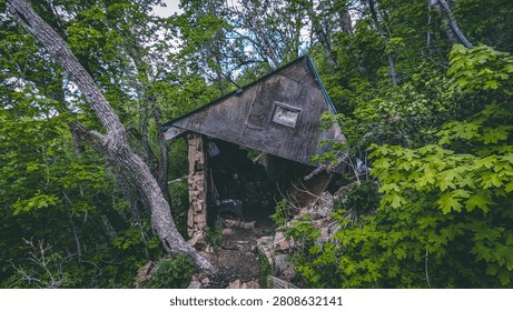 Abandoned Rustic Cabin Structure on Fernwood Cabin Trail Wasatch Mountains Layton Utah Spring