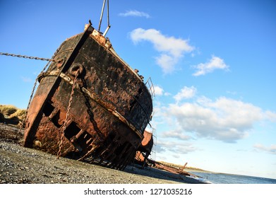 Abandoned Rustic Ship In Chile Near Magellan Strait