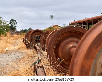 abandoned rusty railway wheels - old train