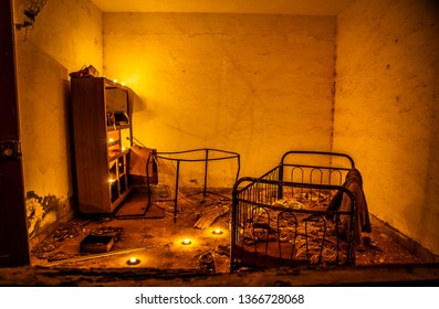 Abandoned Scary House With Crib Lockers And Candles