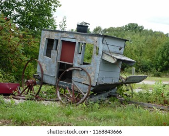 Abandoned Stagecoach, Weathered And Broken