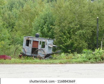 Abandoned Stagecoach, Weathered And Broken