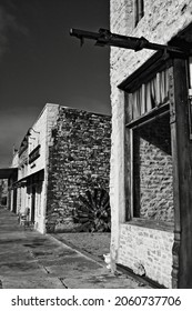 Abandoned Storefronts Line A Main Street In The Texas Hill Country