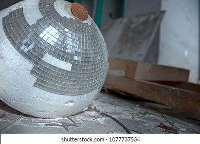 Abandoned Textile Factory Broken Disco Ball Light, Party Is Over