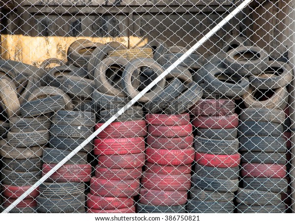 abandoned tires in the old\
factory