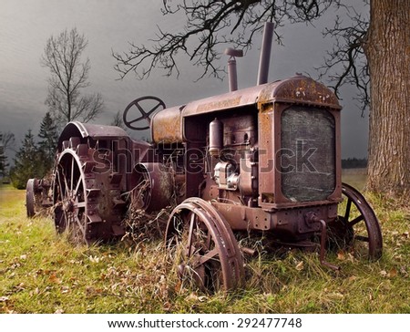 Abandoned Tractor, metal wheels
