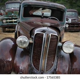 Abandoned trucks in junkyard. "For Sale" - Shutterstock ID 17565385
