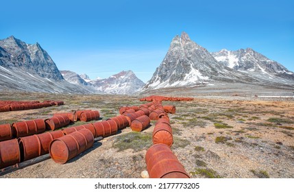 An Abandoned US Military Base Litters - Thousands Of Oil Drums Scattered Across The Land,  Greenland