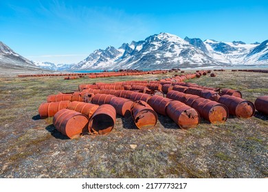 An Abandoned US Military Base Litters - Thousands Of Oil Drums Scattered Across The Land,  Greenland