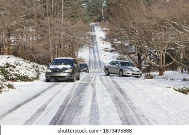 Abandoned Vehicles In Neighborhood,after A Major Winter Storm Hit Atlanta. Lilburn ,Georgia. January 10,2014