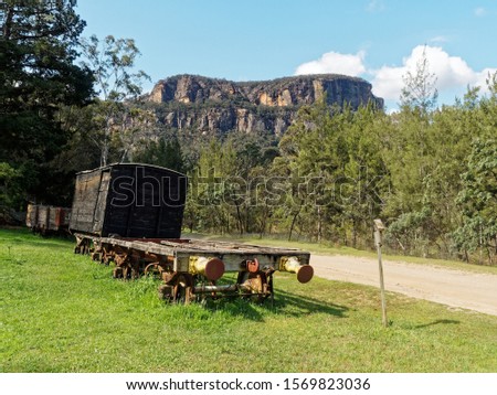 Abandoned Wolgan Valley Railway carriages from 1907,  Newnes,   Wollemi National Park,  Australia. Stock photo © 