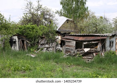 Abandoned Yard In One Remote Village, People Leave Their Place Of Residence For The Sake Of A Better Life.