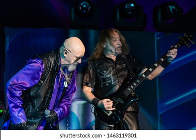 Abbotsford, BC / Canada - June 17th 2019: Singer Rob Halford Of Judas Priest Performing At Abbotsford Centre