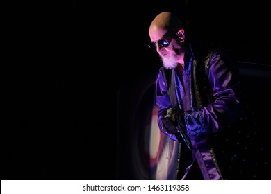 Abbotsford, BC / Canada - June 17th 2019: Singer Rob Halford Of Judas Priest Performing At Abbotsford Centre