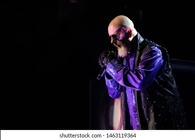 Abbotsford, BC / Canada - June 17th 2019: Singer Rob Halford Of Judas Priest Performing At Abbotsford Centre