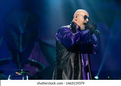 Abbotsford, BC / Canada - June 17th 2019: Singer Rob Halford Of Judas Priest Performing At Abbotsford Centre