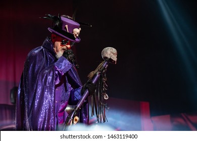 Abbotsford, BC / Canada - June 17th 2019: Singer Rob Halford Of Judas Priest Performing At Abbotsford Centre