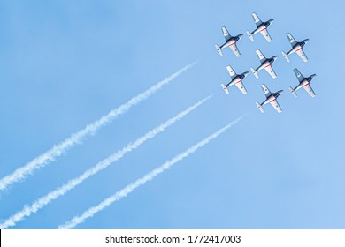 Abbotsford, British Columbia / Canada - September 09 2019: Snowbirds In Formation.