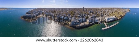 Abbott Hall panorama, built in 1876, is located at 188 Washington Street and now is town hall of Marblehead, Massachusetts MA, USA. 