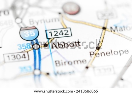 Abbott. Texas. USA on a map