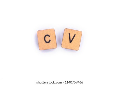 Abbreviation Cv Curriculum Vitae Spelt Wooden Stock Photo 1140757466