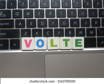 Abbreviation VOLTE (Voice Over Long Term Evolution) On Keyboard Background