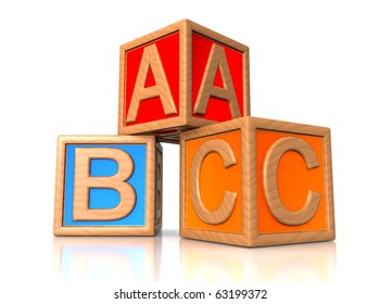  ABC Blocks. Wooden Alphabet For Kids.