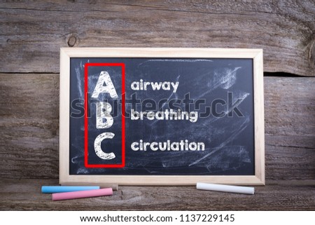 ABC (medicine). Airway, Breathing and Circulation. Chalk board Background