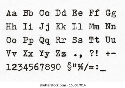 ABCD letters written with a typewriter on an aged paper.
