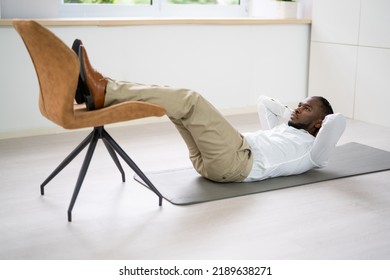 Abdomen Muscle Crunches Exercise Using Chair. Daily Home Abs Exercise - Shutterstock ID 2189638271