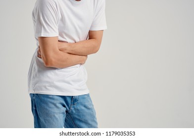 Abdominal Pain Crossed Arms On Chest Stock Photo 1179035353 | Shutterstock