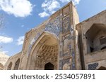 Abdulaziz Khan Madrasah facade, an ancient madrassah in Bukhara, Uzbekistan. It was built in 1652-1654