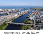 Aberdeen harbour and ships viewed from above