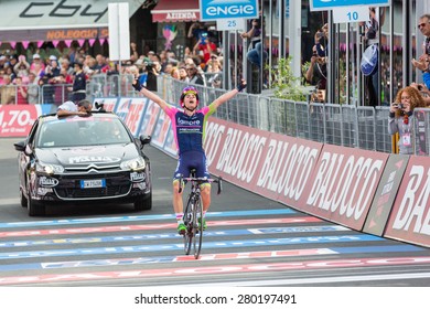 ABETONE, ITALY - MAY 13, 2015: Jan Polanc, Team Lampre Merida, Wins The 5th Stage Of 