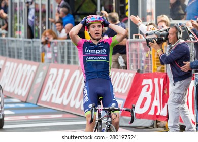 ABETONE, ITALY - MAY 13, 2015: Jan Polanc, Team Lampre Merida, Wins The 5th Stage Of 