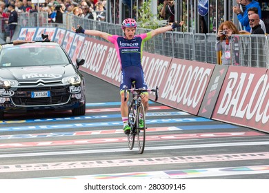 ABETONE, ITALY - MAY 13, 2015: Jan Polanc, Team Lampre Merida, Wins The 5th Stage Of 