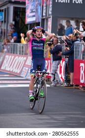 Abetone, Italy - May 13,2015: Jan Polanc, Team Lampre Merida, Wins The 5th Stage Of 