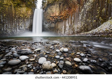 Abiqua Falls, a waterfall in Oregon. Abiqua Falls,  landscape of old volcanic rocks