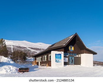 ABISKO, SWEDEN - FEBRUARY 25, 2020: Access Point To The Chairlift Leading To The Aurora Sky Station, One Of The Best Places In The World To See The Northern Lights.