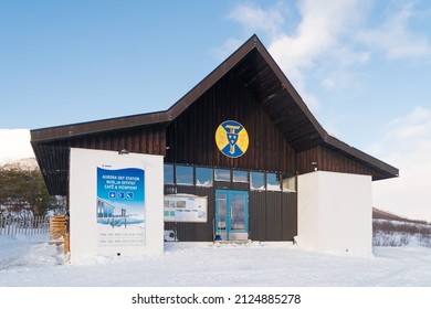 ABISKO, SWEDEN - FEBRUARY 25, 2020: Access Point To The Chairlift Leading To The Aurora Sky Station, One Of The Best Places In The World To See The Northern Lights.