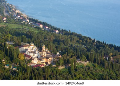 Abkhazia, August, 03. 2018 St. Panteleimon Cathedral. New Athon monastery Abkhazia. Landscape, view from above