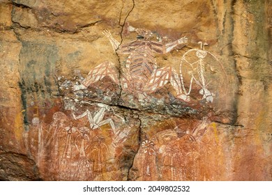Aboriginal cave and rock art paintings in Kakadu National Park, Northern Territory, Australia.