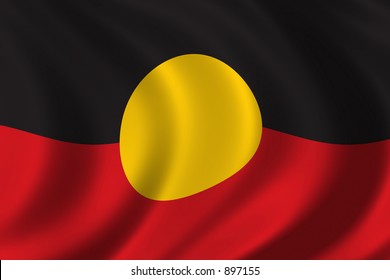 Aboriginal Flag Waving In The Wind